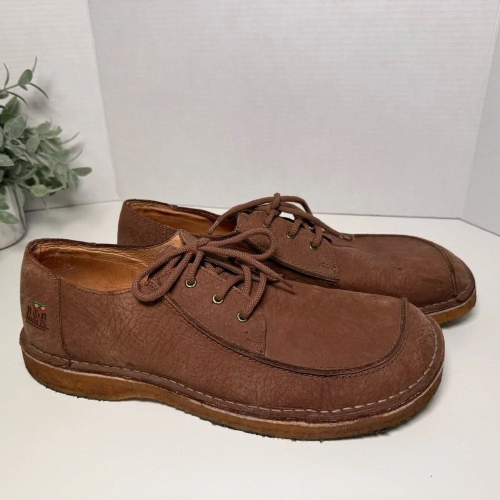 Vintage Bob Marley Brand Low Top Leather Moc Toe Embroidered Lace Up Shoes US 13
